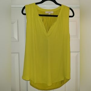 Ann Taylor LOFT Sleeveless V Neck Mustard Yellow Blouse
